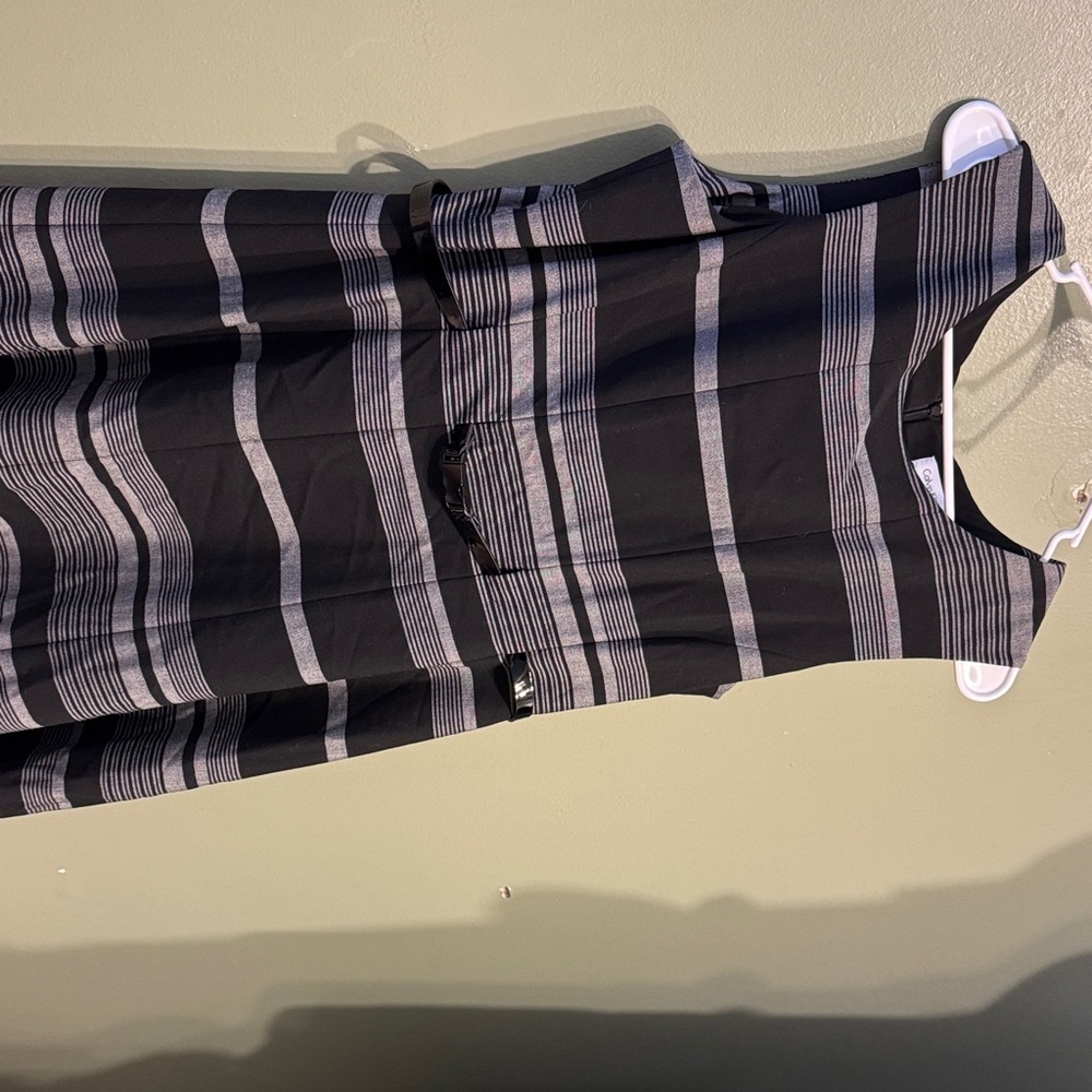 Calvin Klein Black and Gray Striped Dress